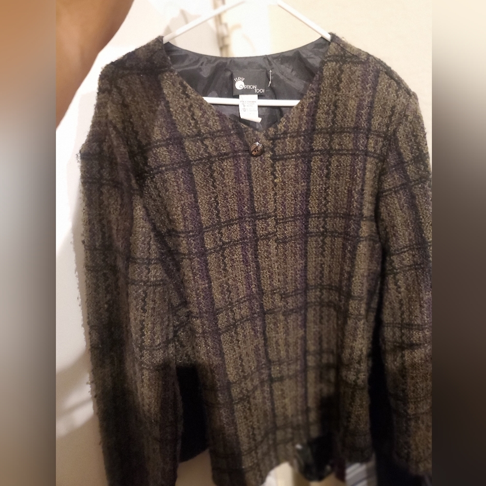 First Option Too Women's Long Sleeve Button Up Chopped Blazer
